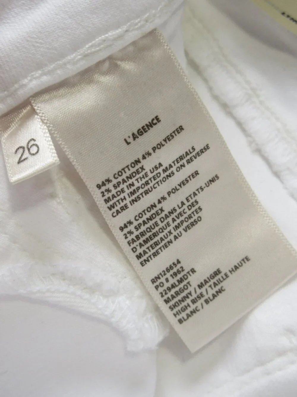 NWT L'Agence Margot in Blanc High-Rise Skinny Crystal Racing Stripe Jeans 26